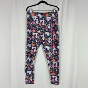 LuLaRoe Charlie’s Project Leggings with Bunny & Floral Print
